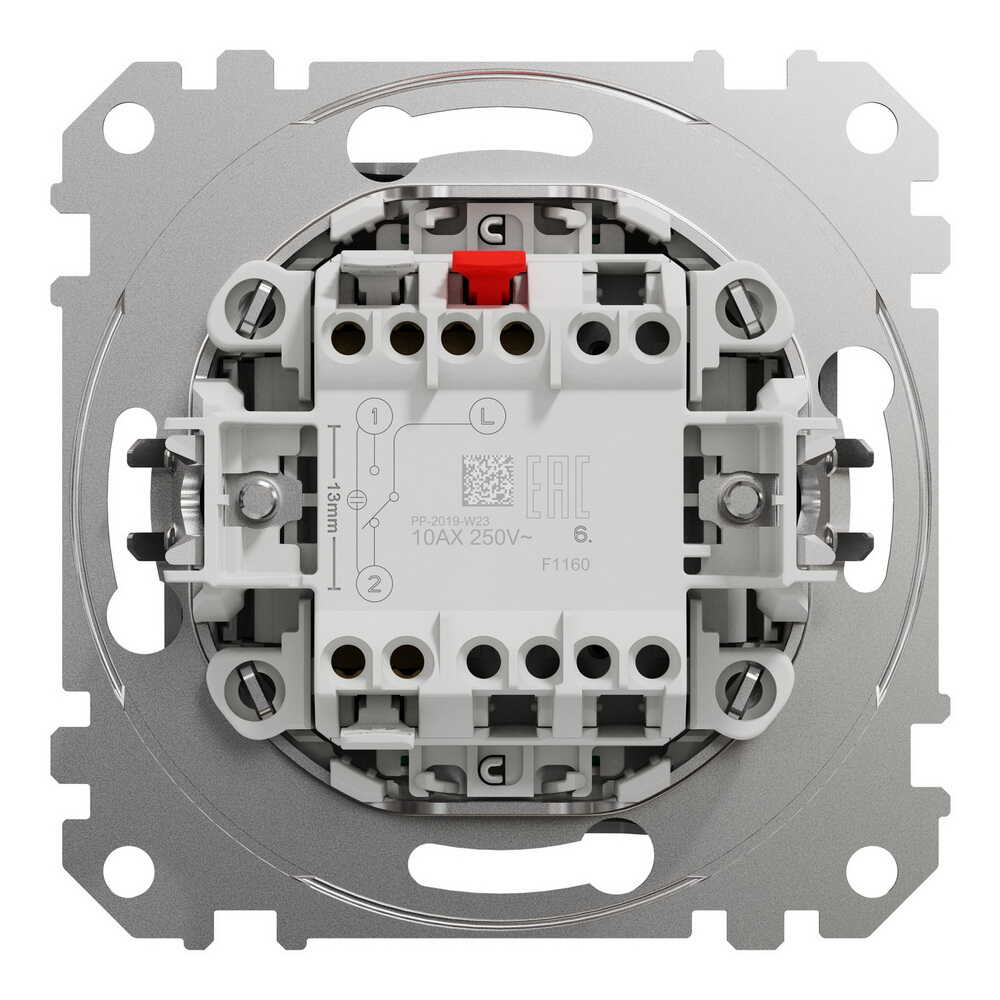 Вимикач Schneider Sedna Design алюміній 1кл прохідний з підсвіткою ( SDD113106L )